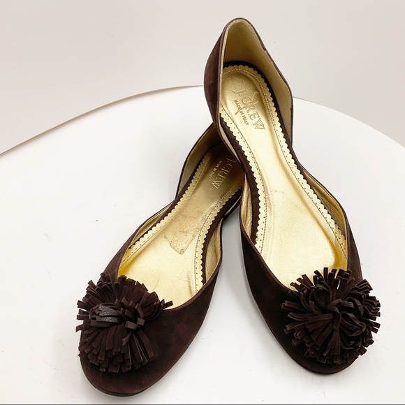 {J. CREW} Suede Pom Pom Flats - Picture 1 of 15